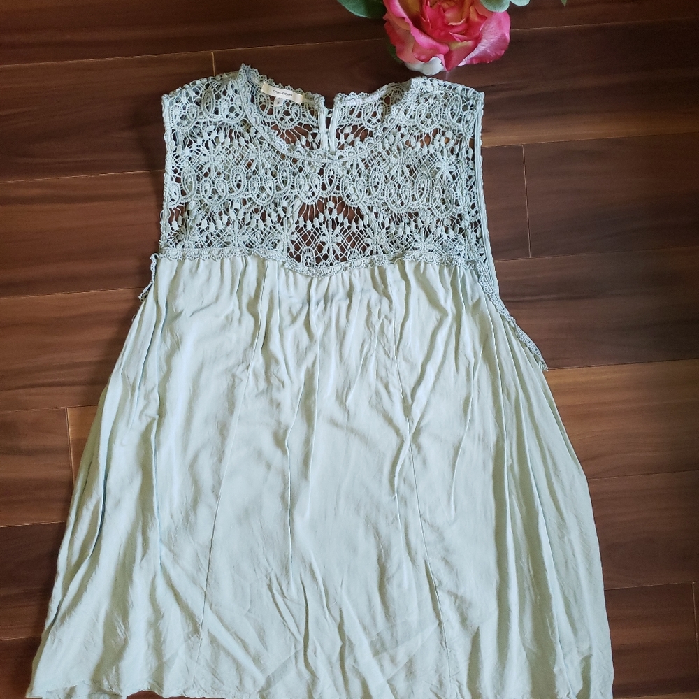 Maurice's teal lace detail tank top
